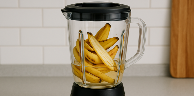 banan, eddike, blender