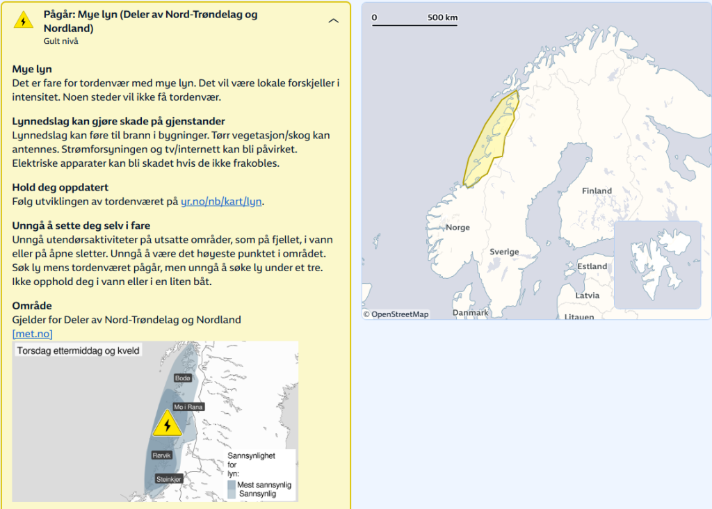 Værmelding Yr Norge Lyn og torden september 2025