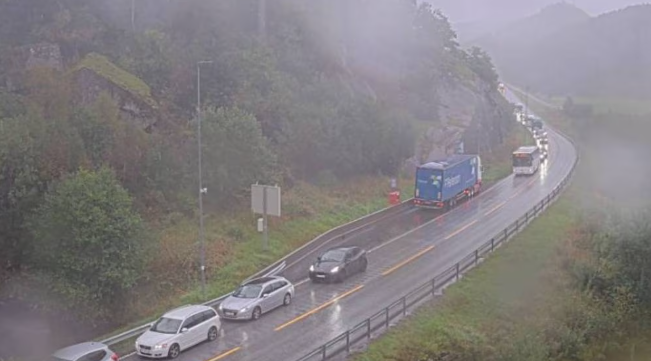 E39 mellom Lyngdal og Kvinesdal Norge stengt