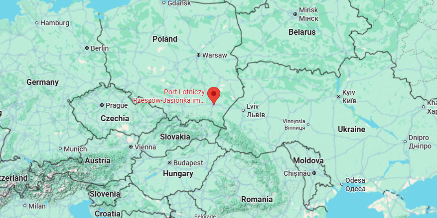 Rzeszow Airport, Poland, map