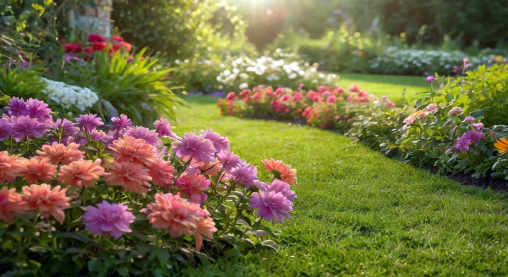 Garden, flowers, grass, have, hage, blomster, græs, gress