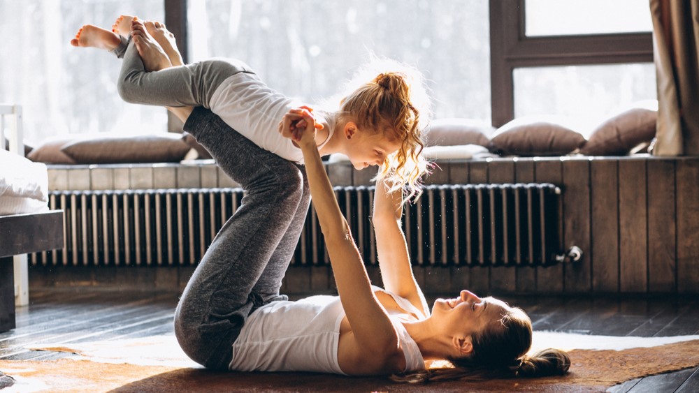 mother child morning yoga baby
