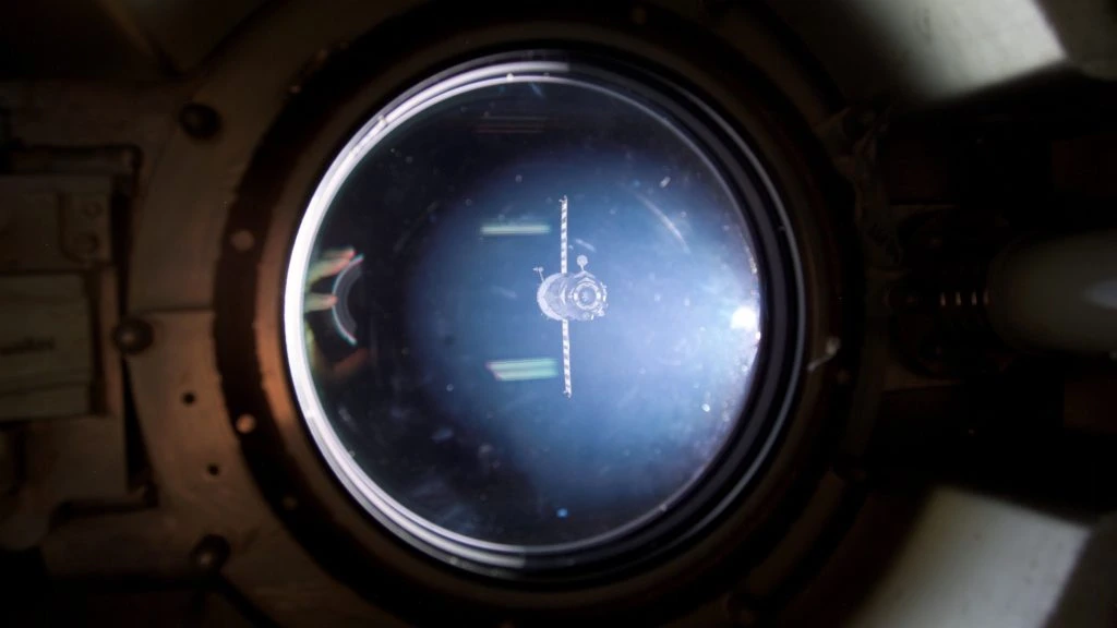 Soyuz TMA-1 capsule departs from the station