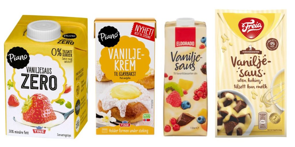 Vaniljesaus, vanilla sauce, vaniljekrem, norsk, Freia, Piano, Eldorado