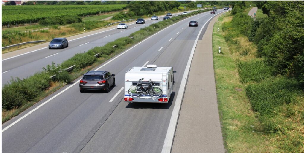 bil, motorvej, road, caravan, campingvogn