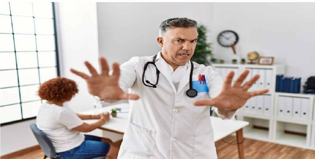 doctor shocked man