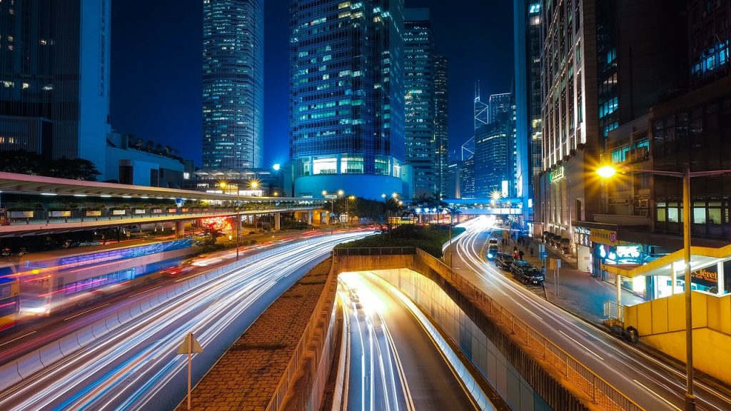 Street lights, lys om natten, hong kong