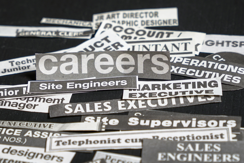 Jobs or careers concept: multiple job titles or occupations