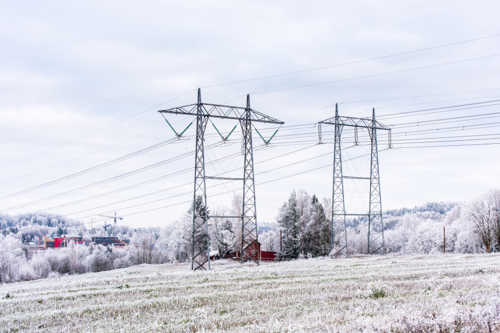 Electric Cable,Transmission Tower, Power Lines, Electricity, Elektrisitet, strøm, strømkabler, Norge, Norway, Winter, vinter