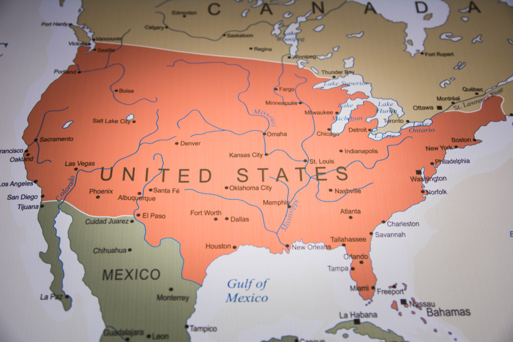 Map, United States, USA, Mexico