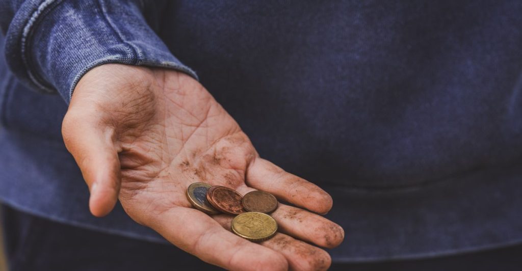 Coins donation poor