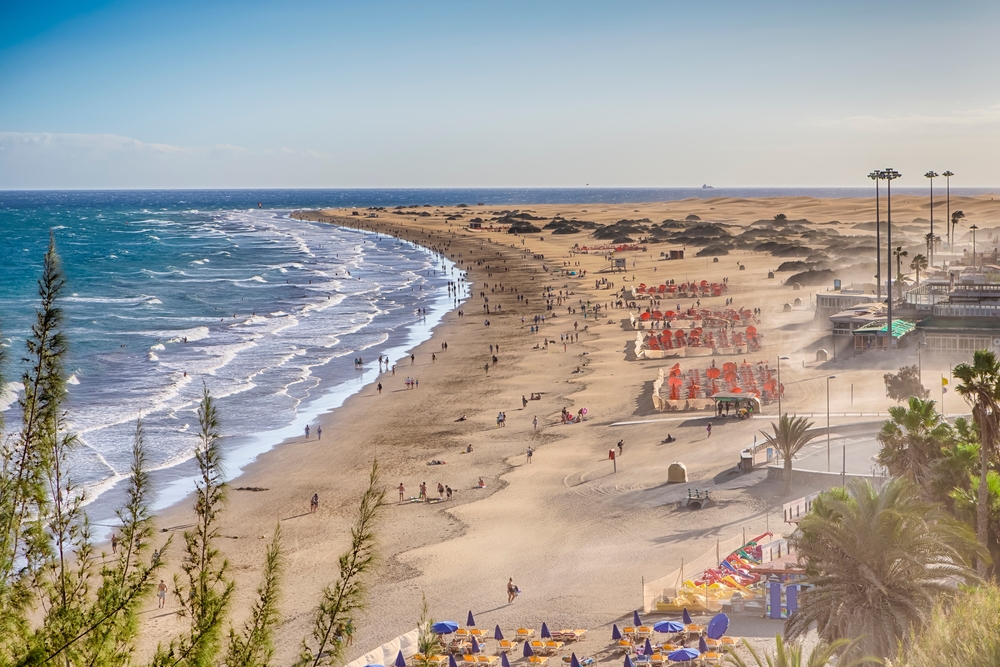 Playa,Del,Ingles,Beach,In,Maspalomas,Gran Canaria, beach, sand, sea, vacation, ferie, strand, rejse