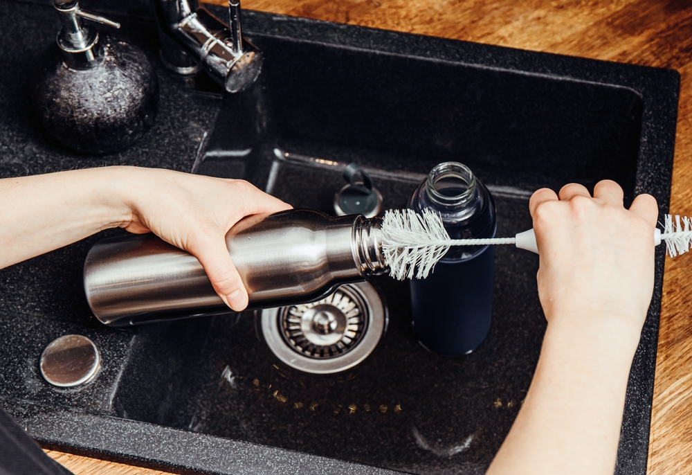 reusable, bottle, drinking, water, drikkedunk, drikkeflaske, vand, vann, vannflaske, rengøring, rengjøring, børste, brush