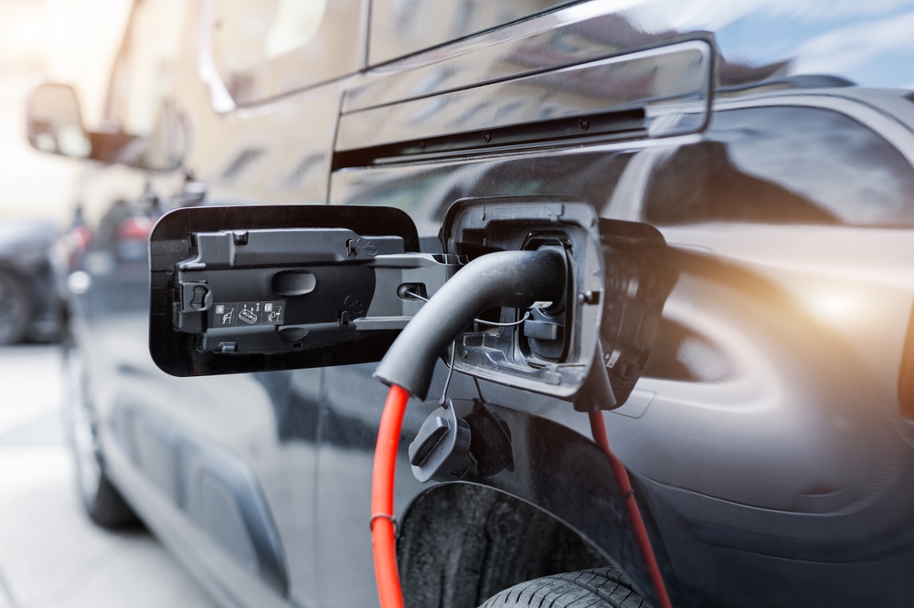Close-up,Modern,Electric,Plug-in,Hybrid,Car,Van,Parked