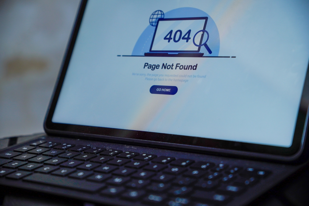 404 error, webpage not found