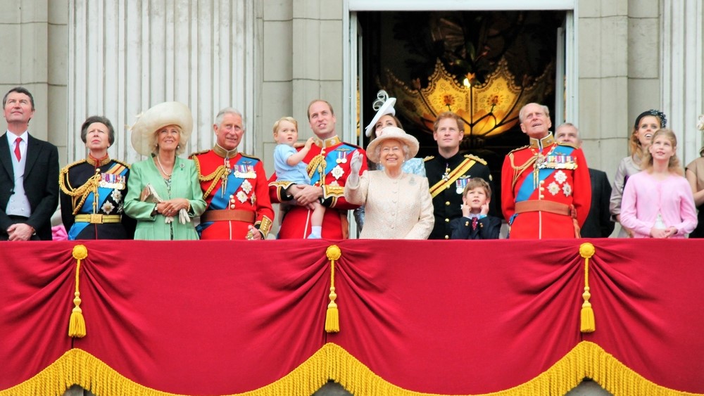 Queen Elizabeth, Prince Philip harry Royal Family London, UK- June 2015: Queen Elizabeth Birthday Buckingham Palace Balcony Trooping the Colour Prince William Kate George Prince Philip, Prince Harry