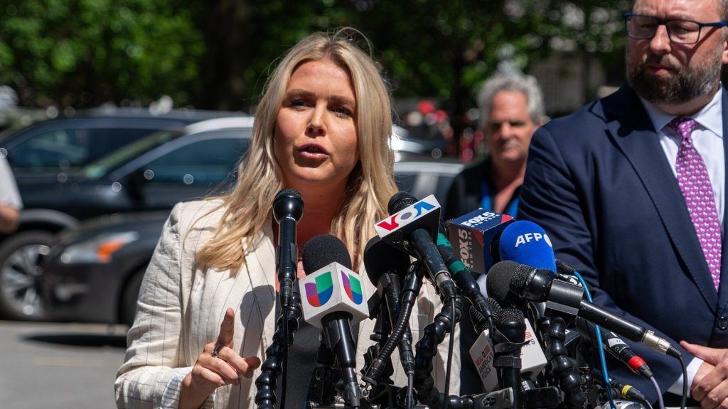 Karoline Leavitt addresses press outside Trump trial in New York