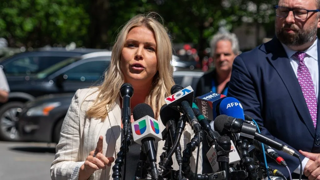 Karoline Leavitt addresses press outside Trump trial in New York