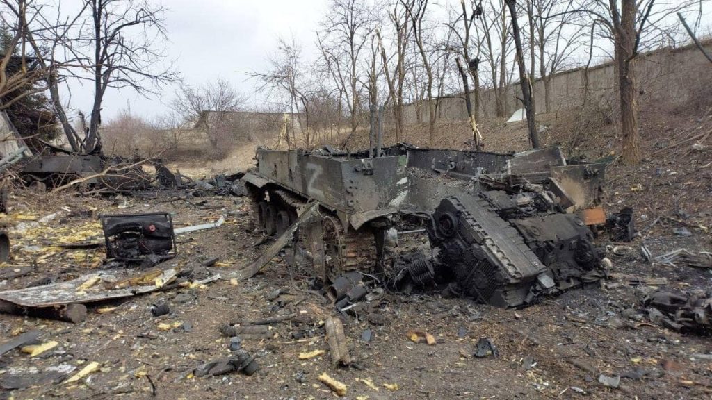 Destruction of Russian tanks by Ukrainian troops