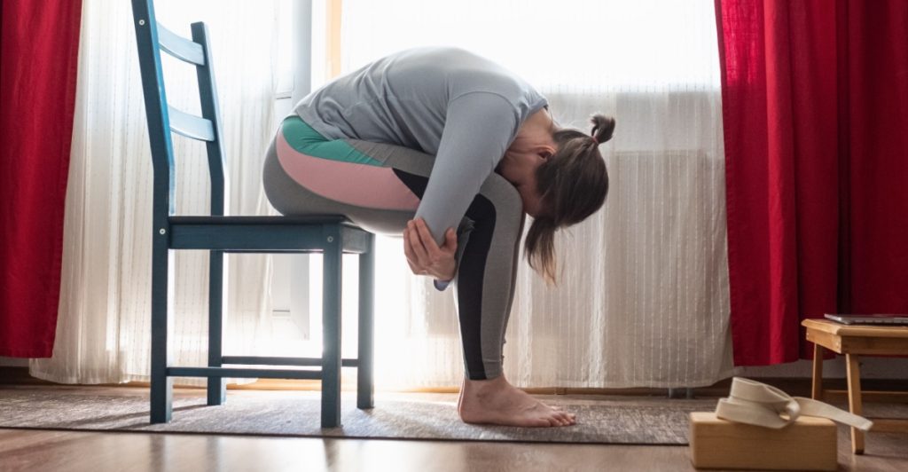 Workout on chair, stretch