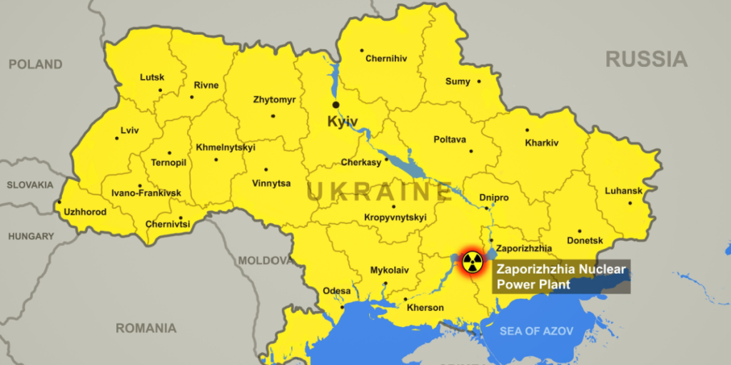 Zaporizhzhia Nuclear Power Plant on Ukraine map