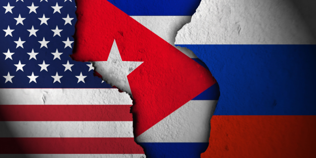 USA, Cuba, Russia, flags