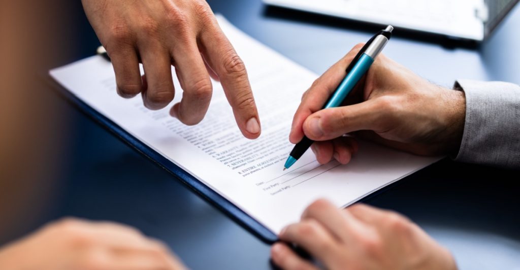 Kontrakt, contract, signing papers