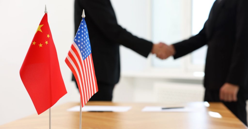 USA, China, business, chinese flag, american flag