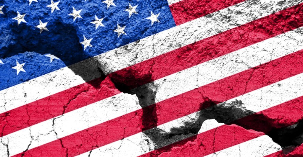 USA, sprucken flagga, amerikanskt flag