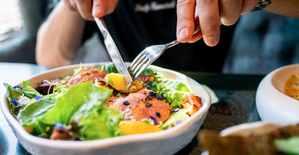 Eating salad, food, healthy