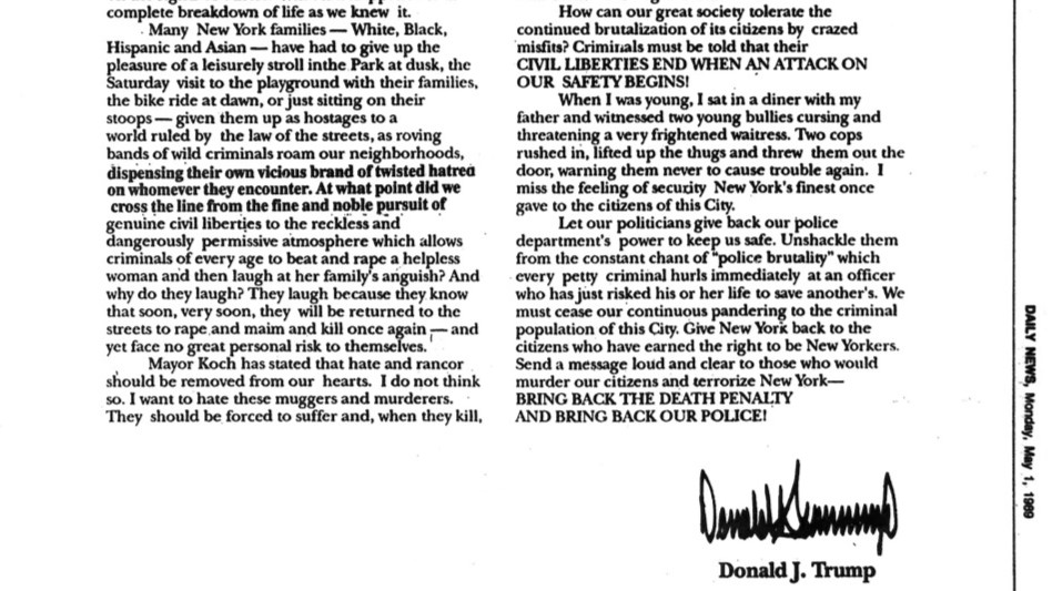 Donald trump death penality