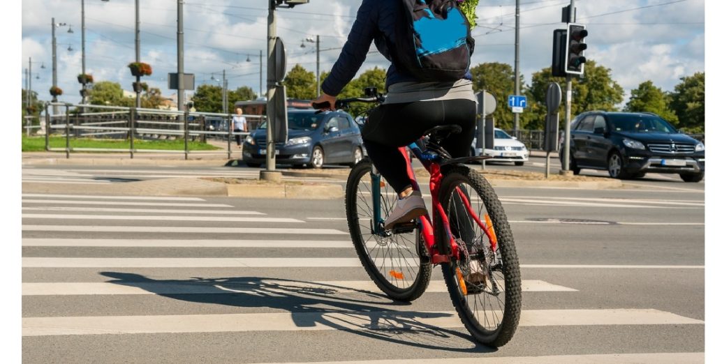 cyclist crossing road