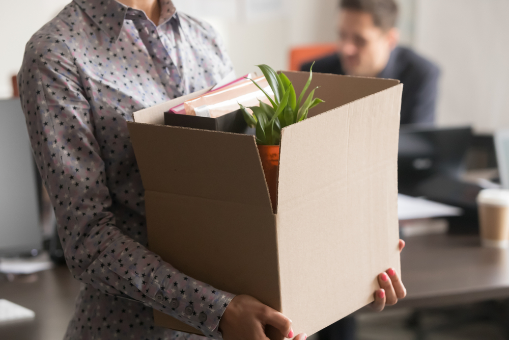 Close,Up,View,Of,New,Female,Employee,Intern,Holding,Cardboard