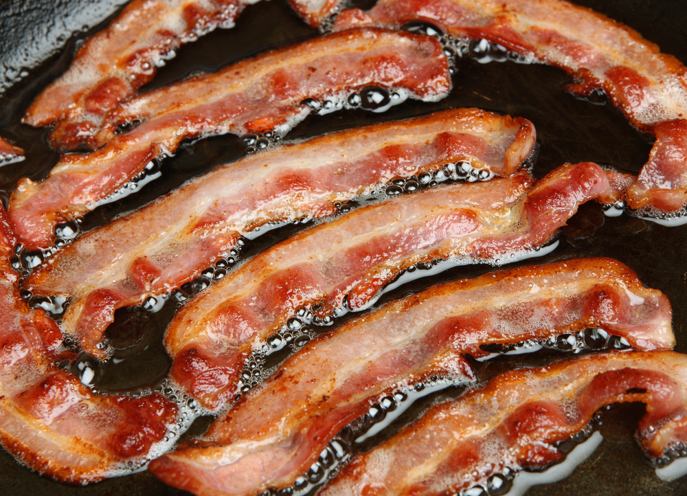 Bacon,Strips,Or,Rashers,Being,Cooked,In,Frying,Pan.