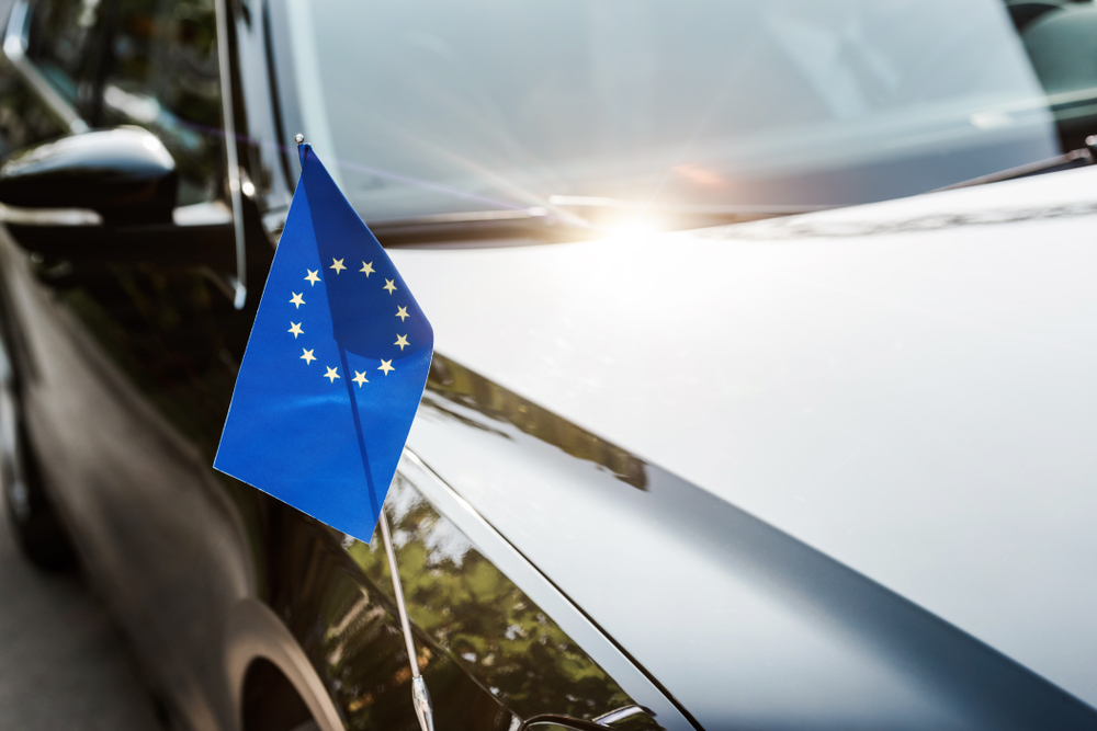 European,Flag,Union,Diplomat,Black,Car