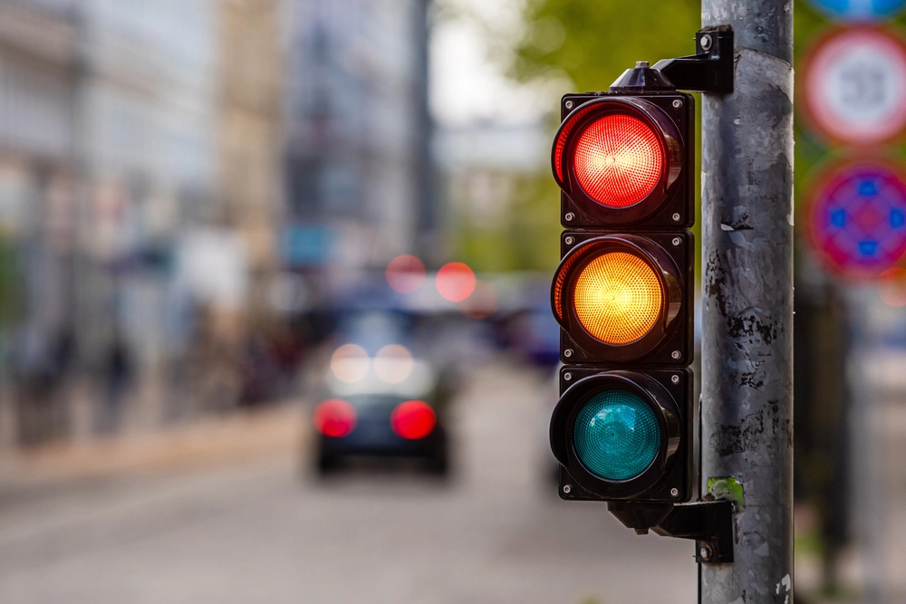 Traffic,Lights,Intersection.,Red,Light, trafiklys, rødt lys, gult lys