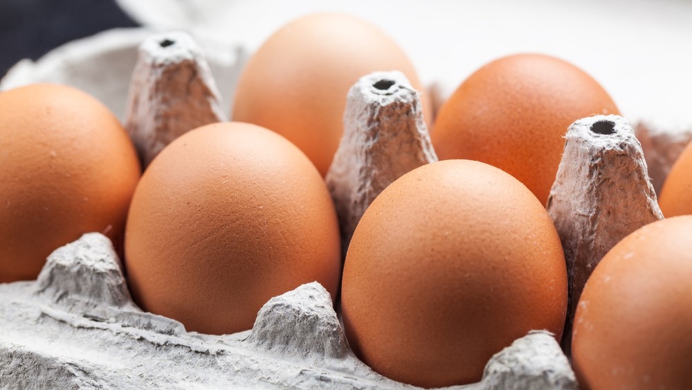 Whole eggs in the cardboard box