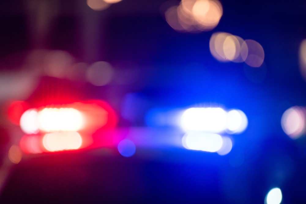 Police,Car,With,Flashing,Lights,At,Night, Politi, Lys, Blink