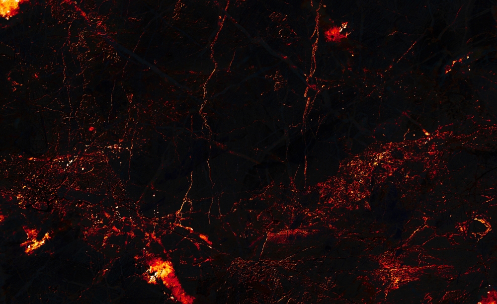 Abstract,Background,Of,Lava,With,Red,Gaps.,Dark,Orange,Mountains