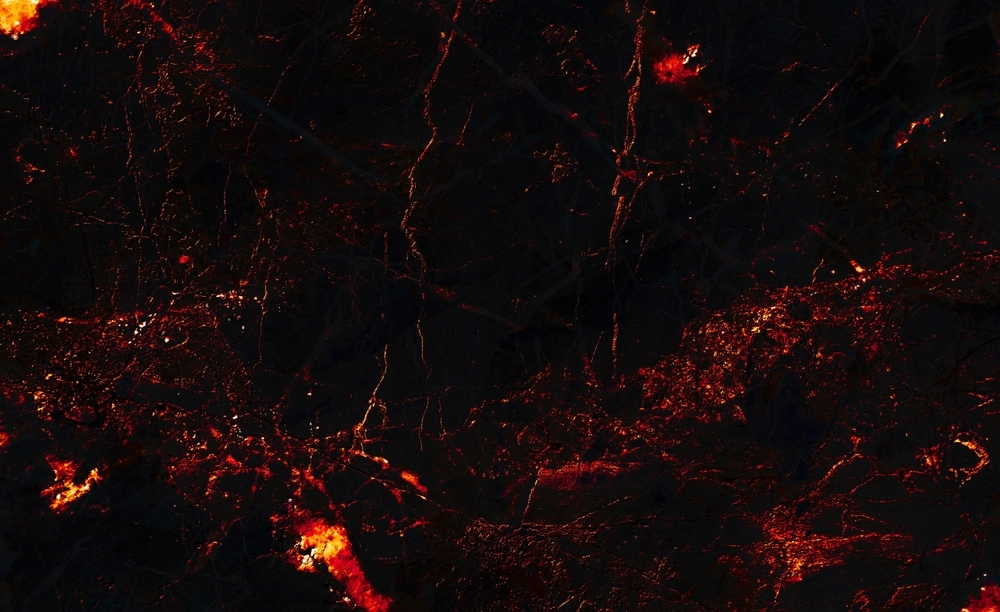 Abstract,Background,Of,Lava,With,Red,Gaps.,Dark,Orange,Mountains