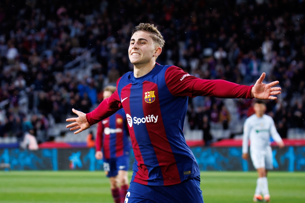 Barcelona,,Spain.,24th,Feb,,2024.,Fermin,Lopez,Celebrates,After,Scoring
