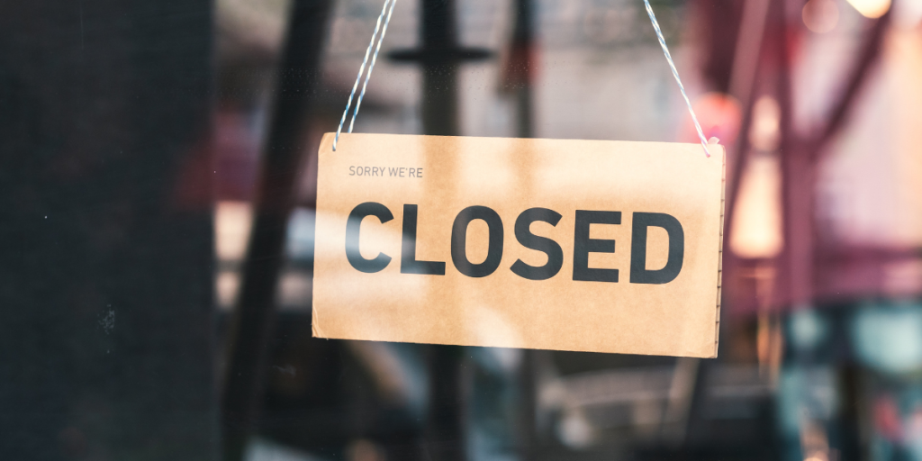 closed lukker butik skilt