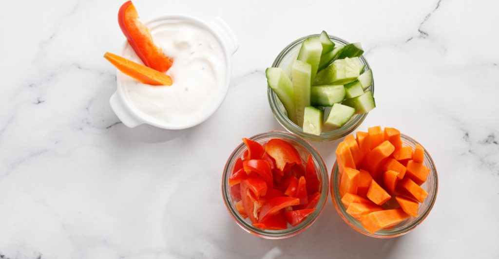 Vegetables, dip