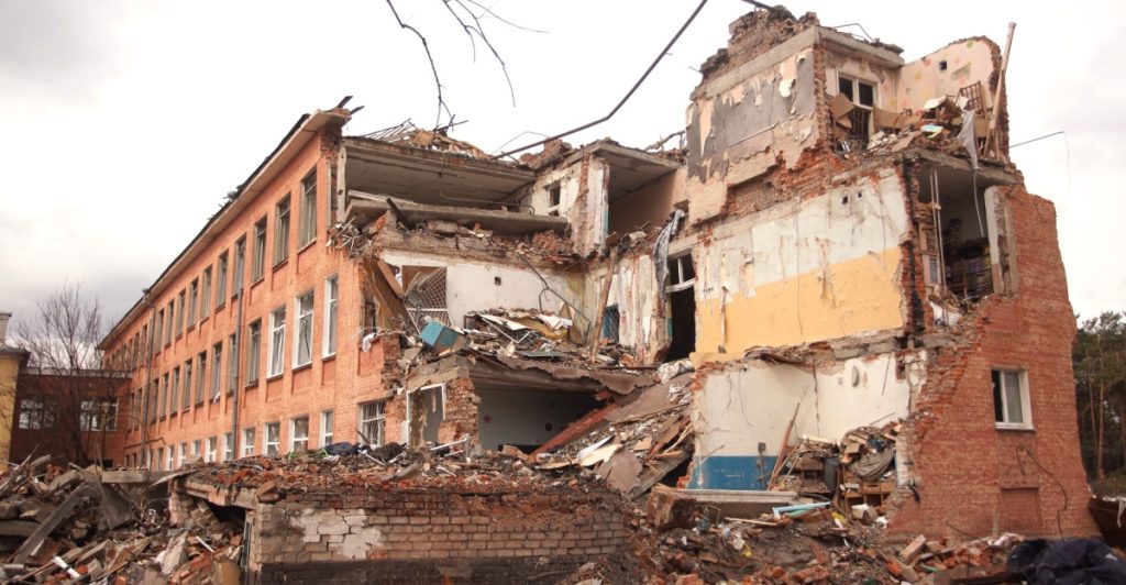 Damaged school in ukraine