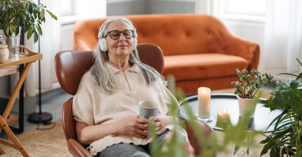 Woman listening to music