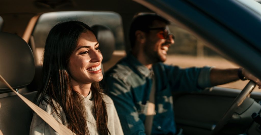 Couple driving