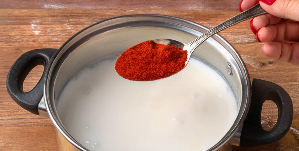 Kok opp melk i en kjele og tilsett en teskje paprika: Få minutter senere vil du knapt tro dine egne øyne