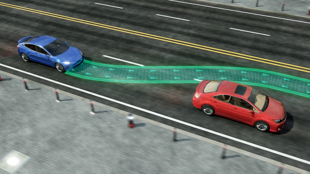 Autonomous,Self,Driving,Electric,Car,Change Lane,Selvkørende bil, elbil, skifter vejbane, overhaling, robotic car