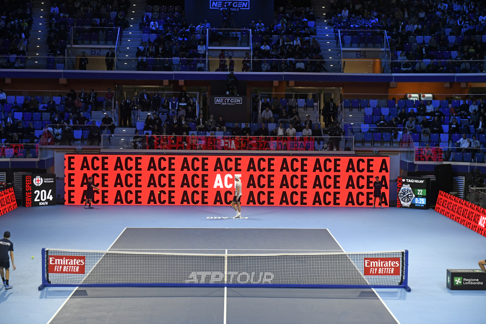 Milan,,Italy-november,05,,2019:,Digital,Scoreboard,Of,The,Indoor,Tennis