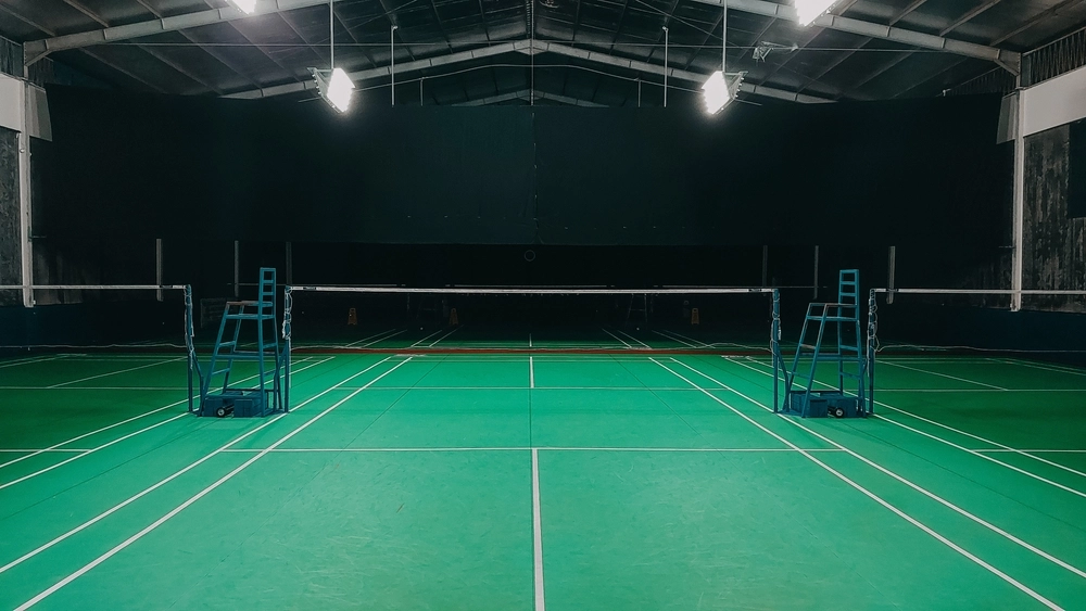 Badminton,Court,Without,People,At,Night